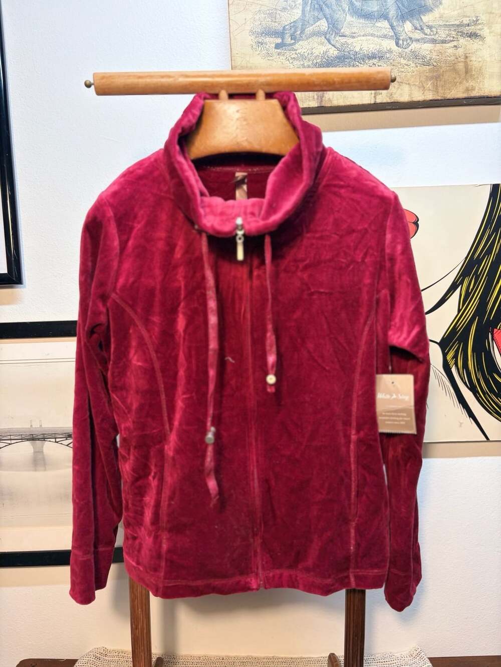 White Stag Velour Full Zip Jacket Size Medium Red/Wine